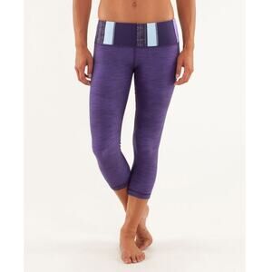 Lululemon Leggings Womens 6 Purple Dense Slub Denim Wunder Under Crop